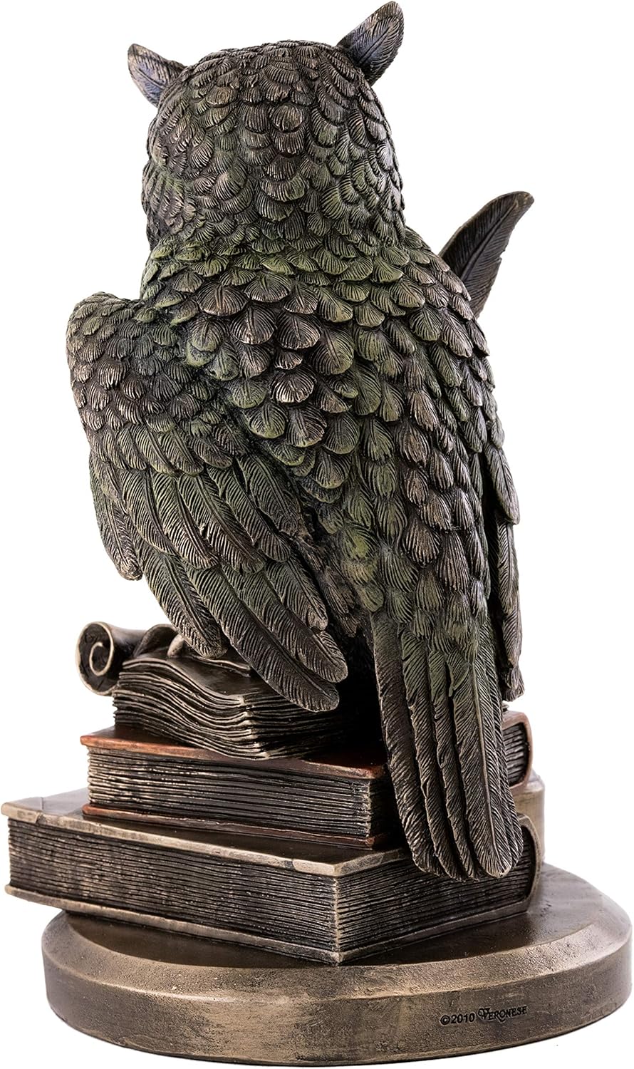 Top Collection Eagle Owl Book Statue - 875-Inch Cold Cast Bronze Collectible