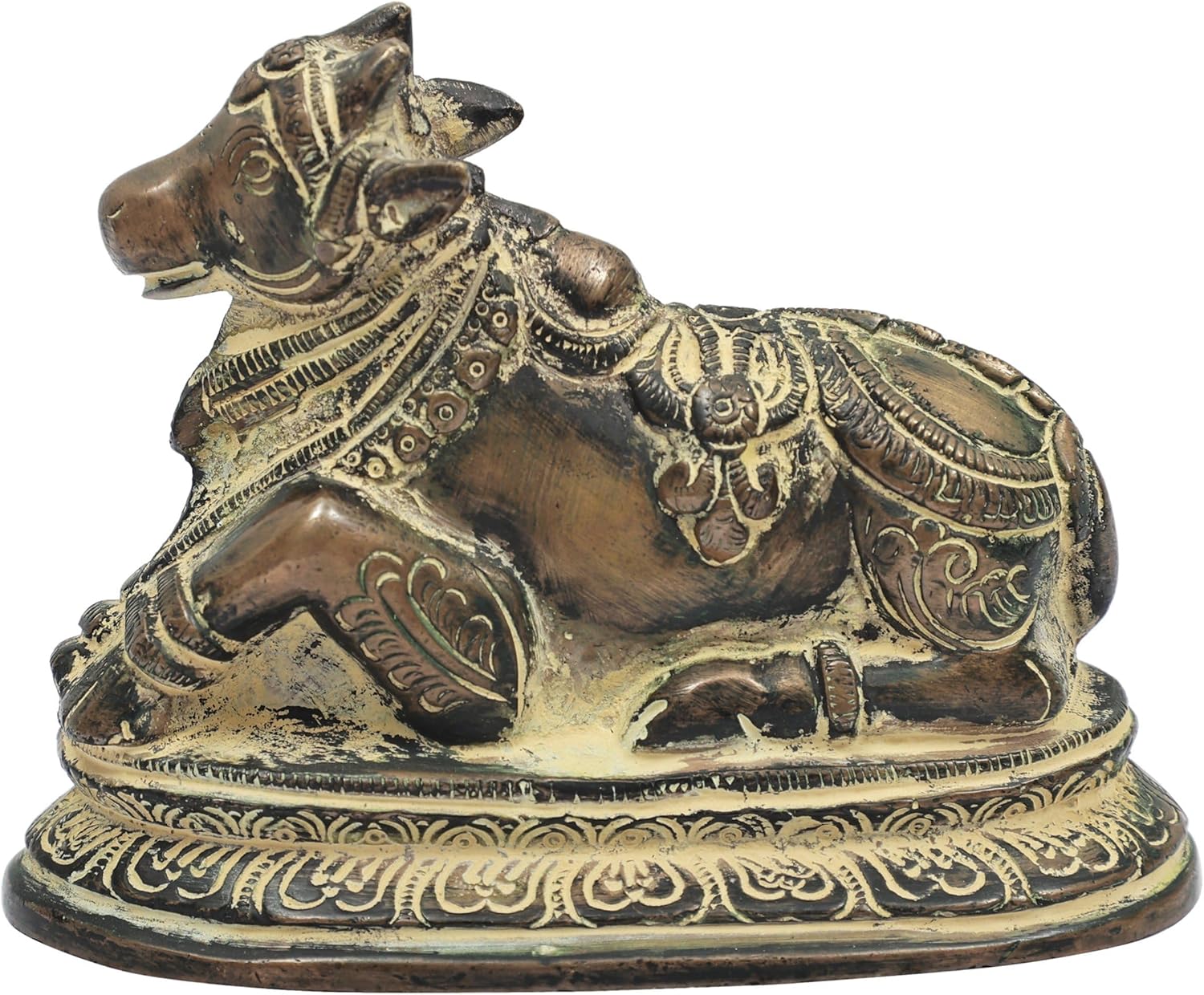 Sitting Nandi Brass Statue Religious Vahana of Lord Shiva