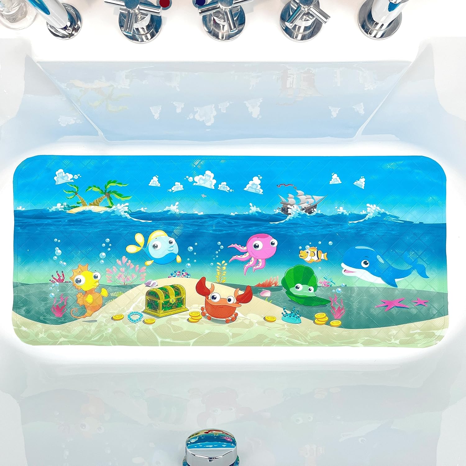 AZONEIN Cartoon Tub Mat - Non Slip Fun Safe for Kids