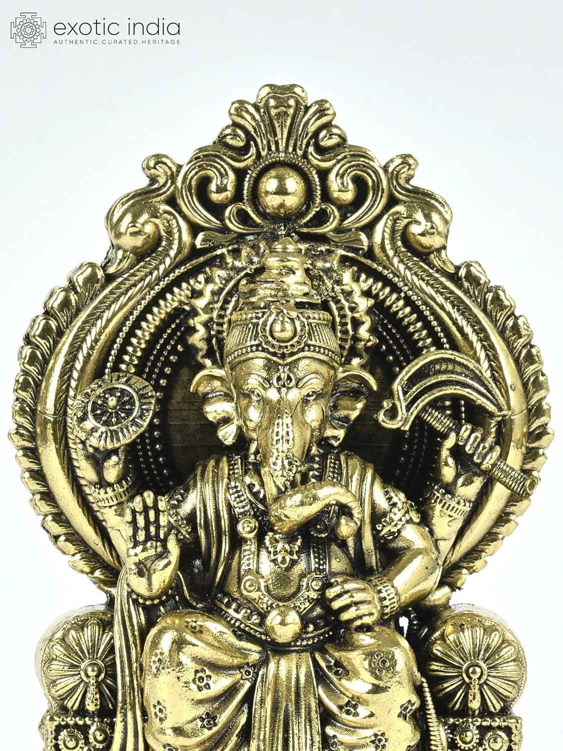 Small Superfine Brass Ganesha Statue Lalbaugcha Raja Pooja Idol