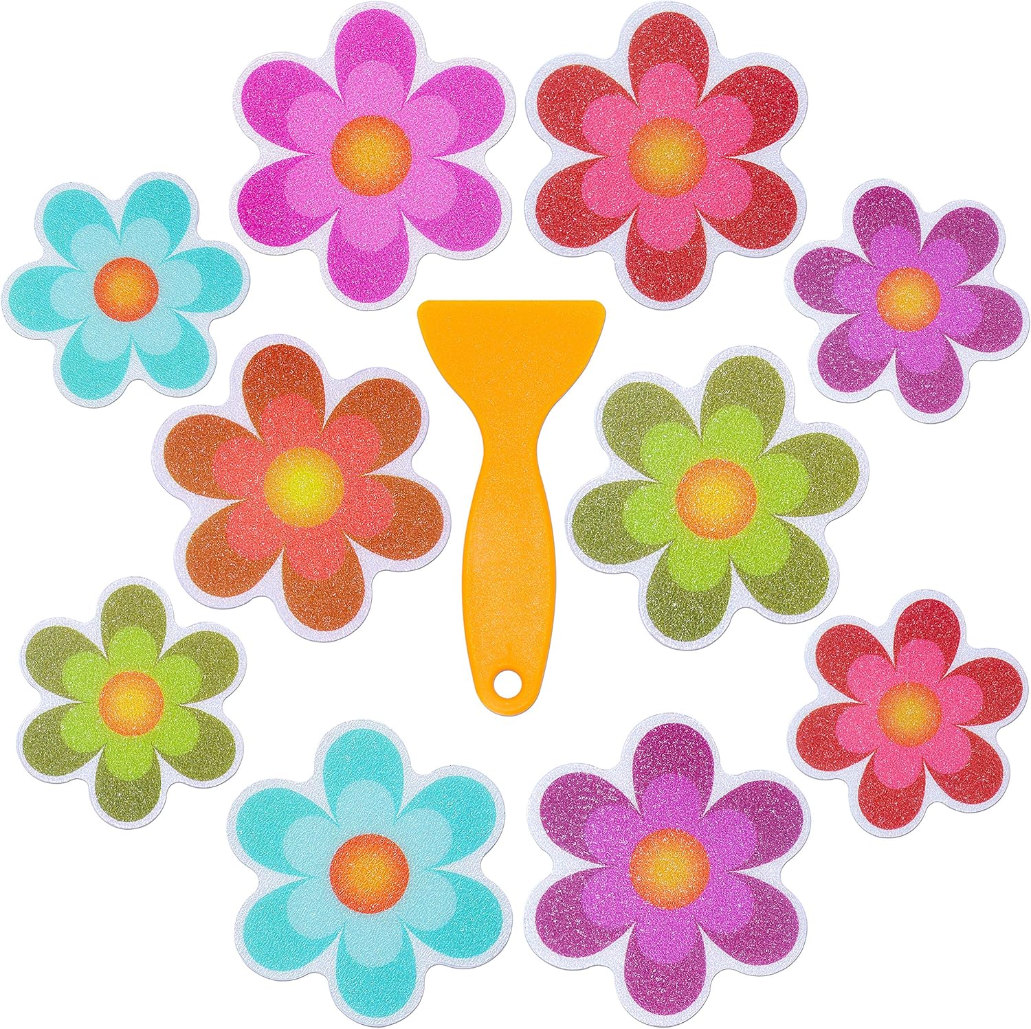 Hebayy 10 Pack Non-Slip Flower Bath Deco Stickers