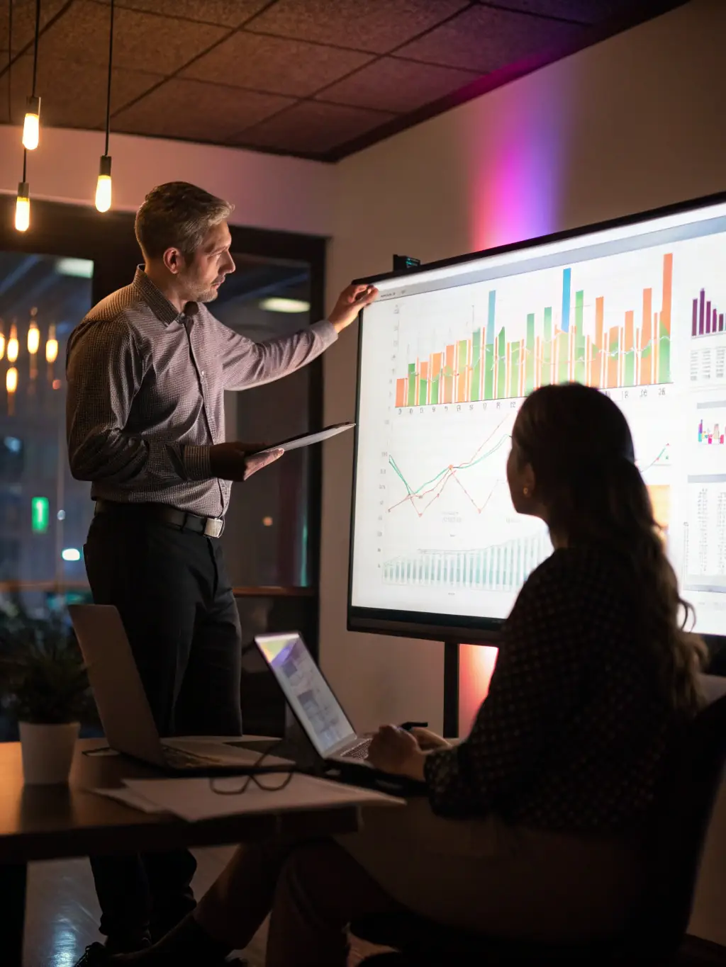 An image of a consultant presenting a data-driven report to a client, highlighting key insights and recommendations.
